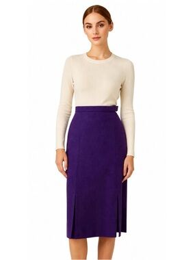 Avoca Collection Purple Vintage High Waist Midi A-Line Skirt